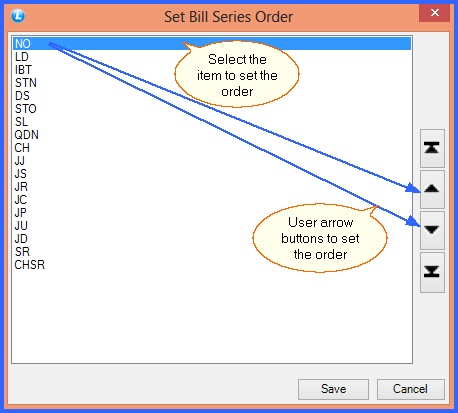 fmcg set bill series order